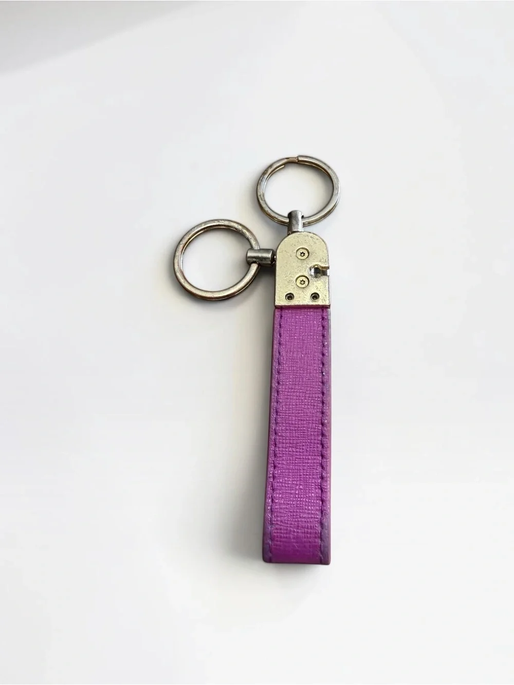 Furla Hot Pink Leather Key Strap with Gold Rings